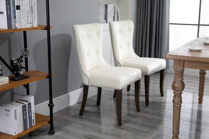 TOPMAX Dining Chair Tufted Armless Chair Upholstered Accent Chair, Set of 4 (Cream)