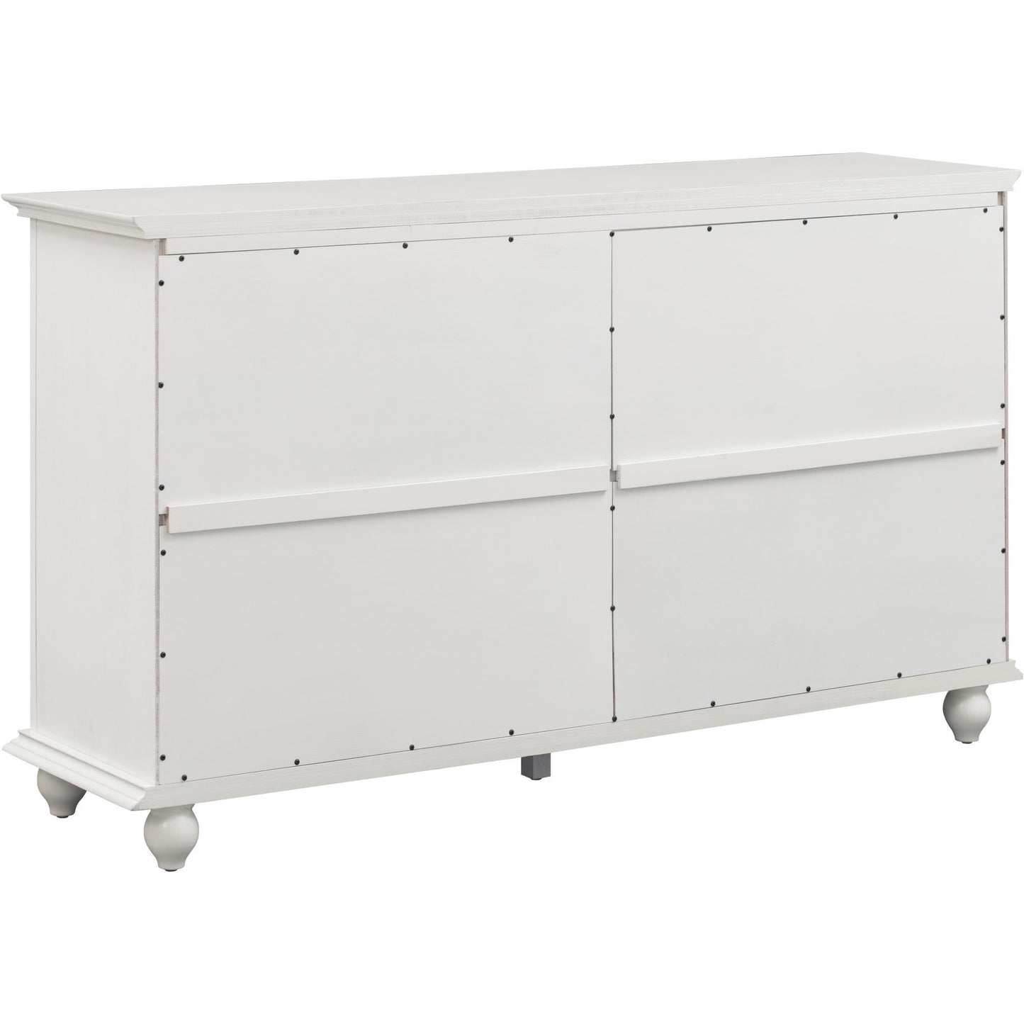 TREXM Sideboard with Adjustable Height Shelves, Metal Handles, and 4 Doors for Living Room, Bedroom, and Hallway (Antique White)