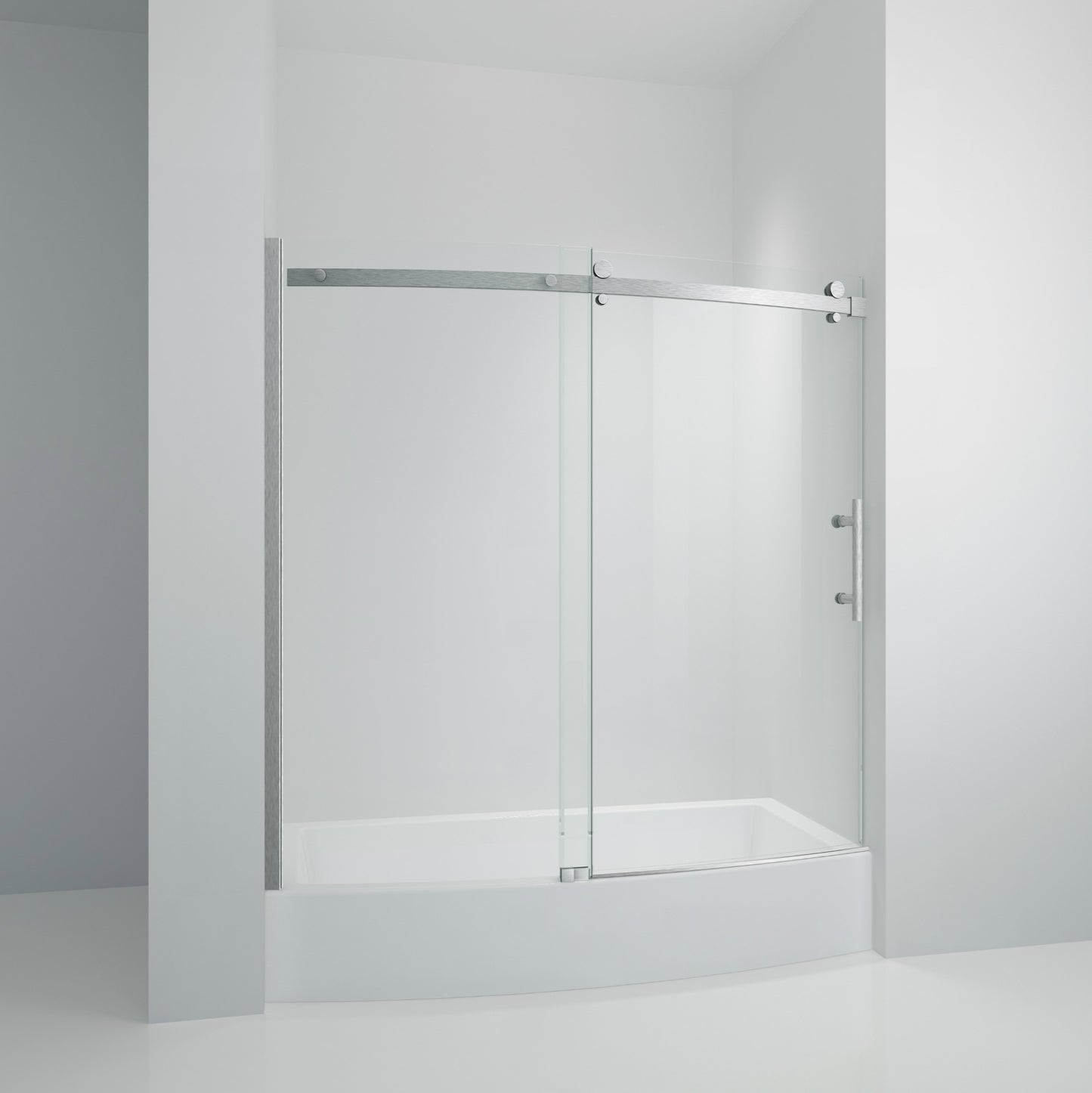 TRUSTMADE Frameless Curved Bathtub Shower Doors 60" Width x 58" Height with 1/3"(8mm) Clear Tempered Glass Finish, K07N-1