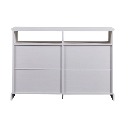 TREXM Modern Kitchen Sideboard Buffet with 2 Glass Sliding Doors and Adjustable Shelves Storage Cabinet for Dining Room (Antique White)