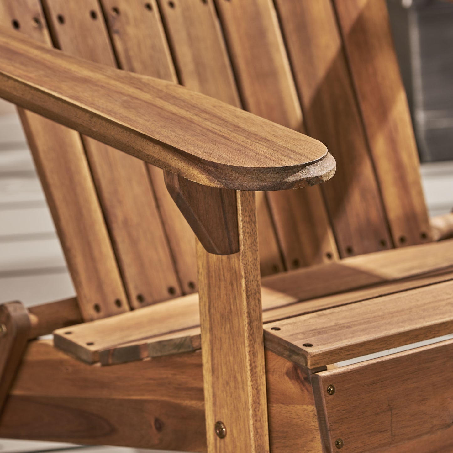 Vivian Outdoor Acacia Adirondack Rocking Chair Natural Wood