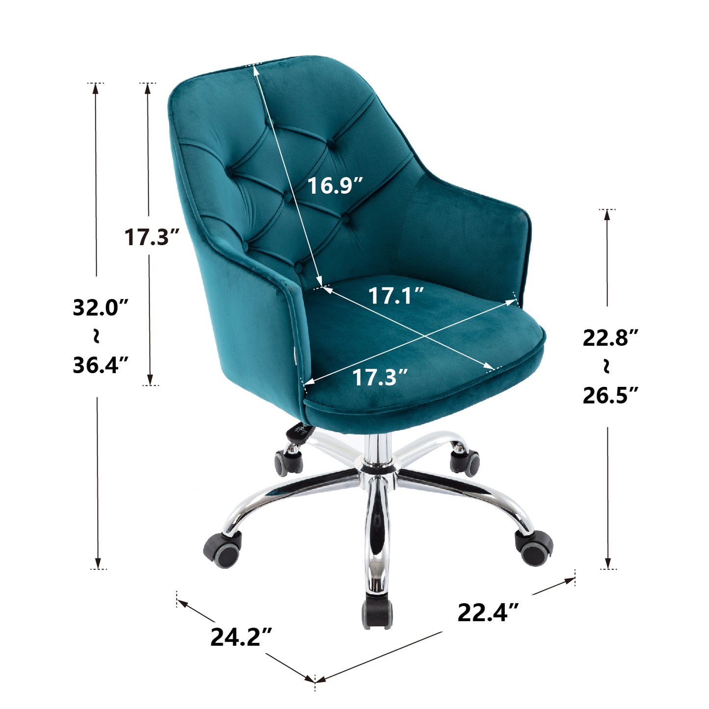 COOLMORE Velvet Swivel Shell Chair for Living Room, Office chair  Modern Leisure Arm Chair LAKE  BLUE