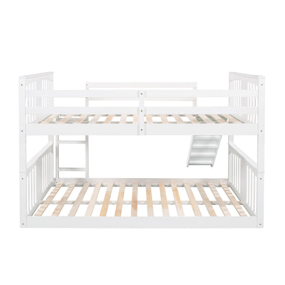 Full Over Full Bunk Bed with Ladder with Slide, White (Old SKU :LP000208AAK)