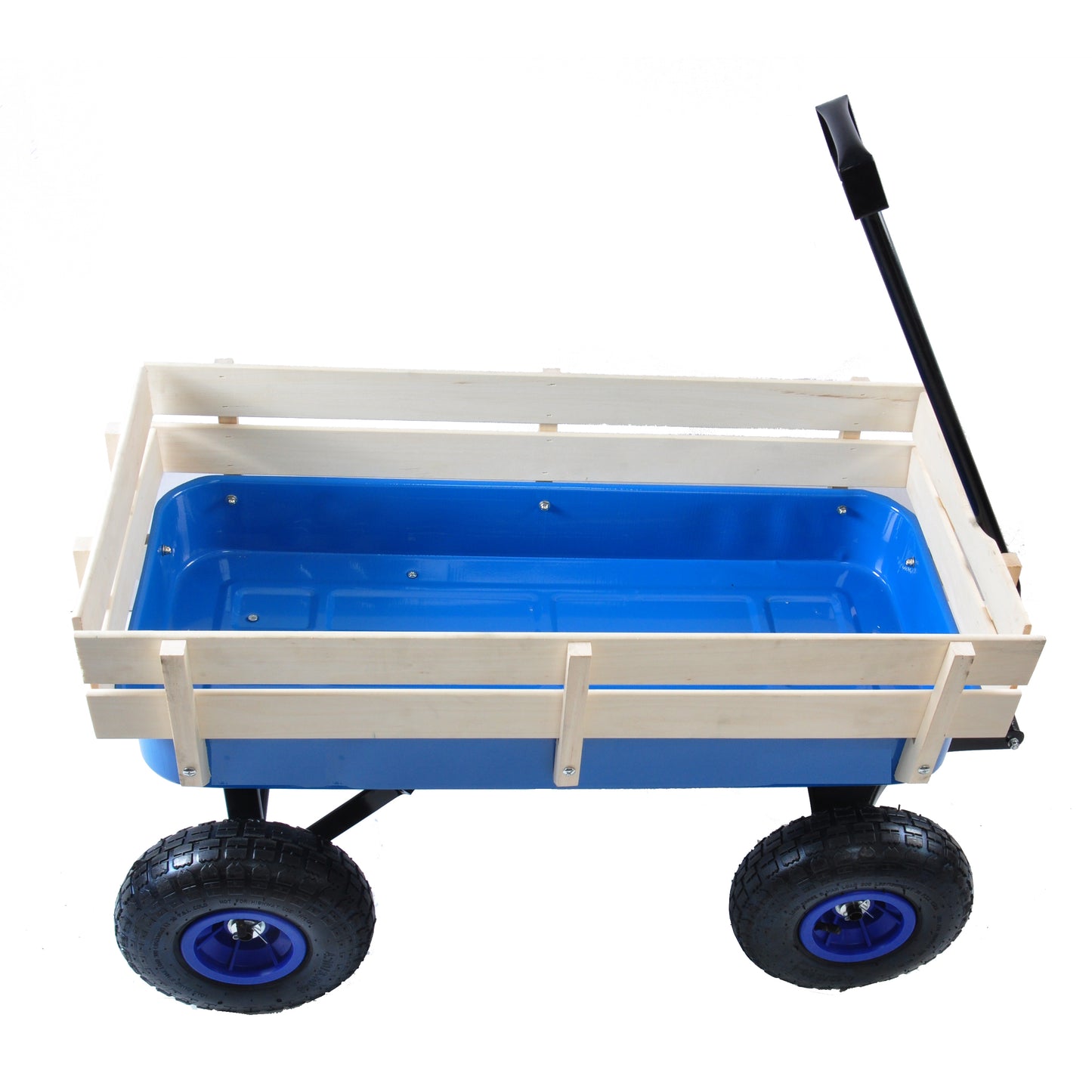 Outdoor Wagon All Terrain Pulling w/Wood Railing Air Tires Children Kid Garden