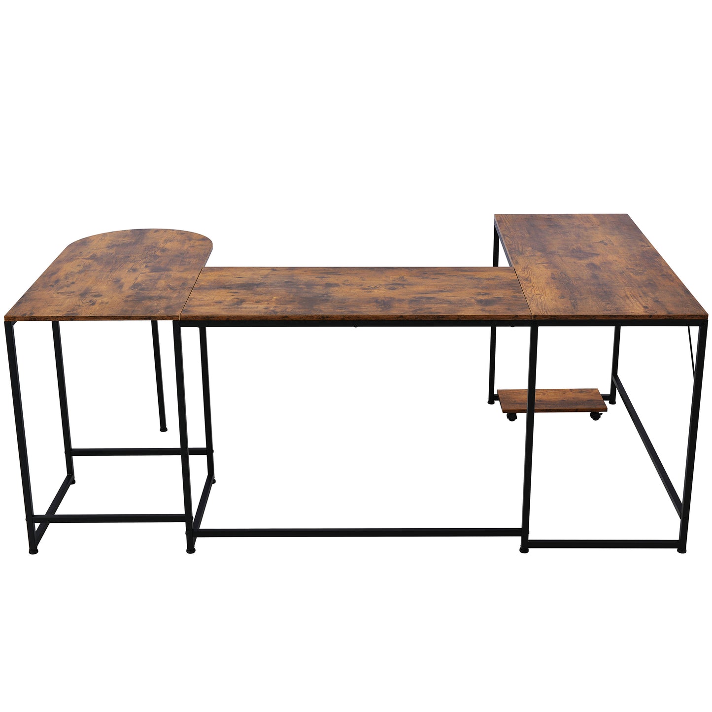 U-shaped Computer Desk, Industrial Corner Writing Desk with CPU Stand, Gaming Table Workstation Desk for Home Office (Brown) (OLD SKU: WF198675AAT)