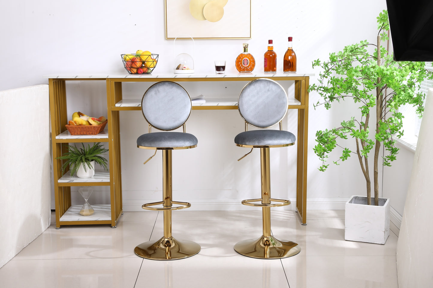 Bar Stools with Back and Footrest Counter Height Dining Chairs  2pcs/ctn