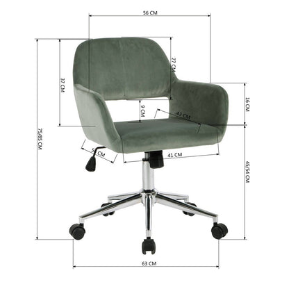 Velvet Upholstered Adjustable Swivel Office Chair, CACTUS