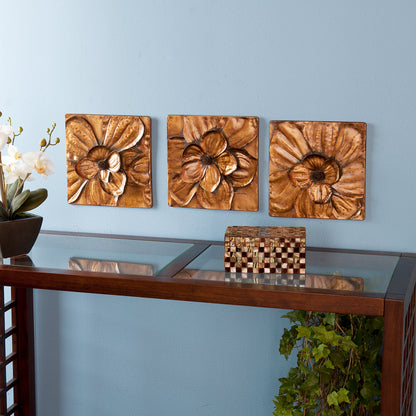 Magnolia Wall Panel 3pc Set - Gold