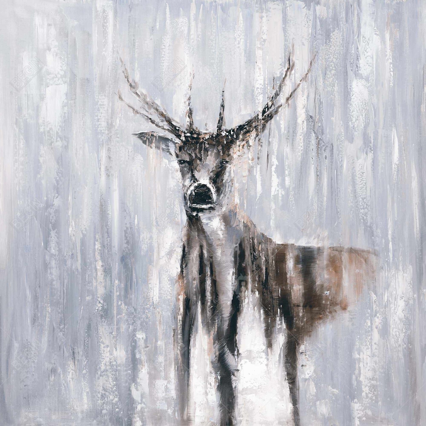 Winter abstract deer - 32x32 Print on canvas