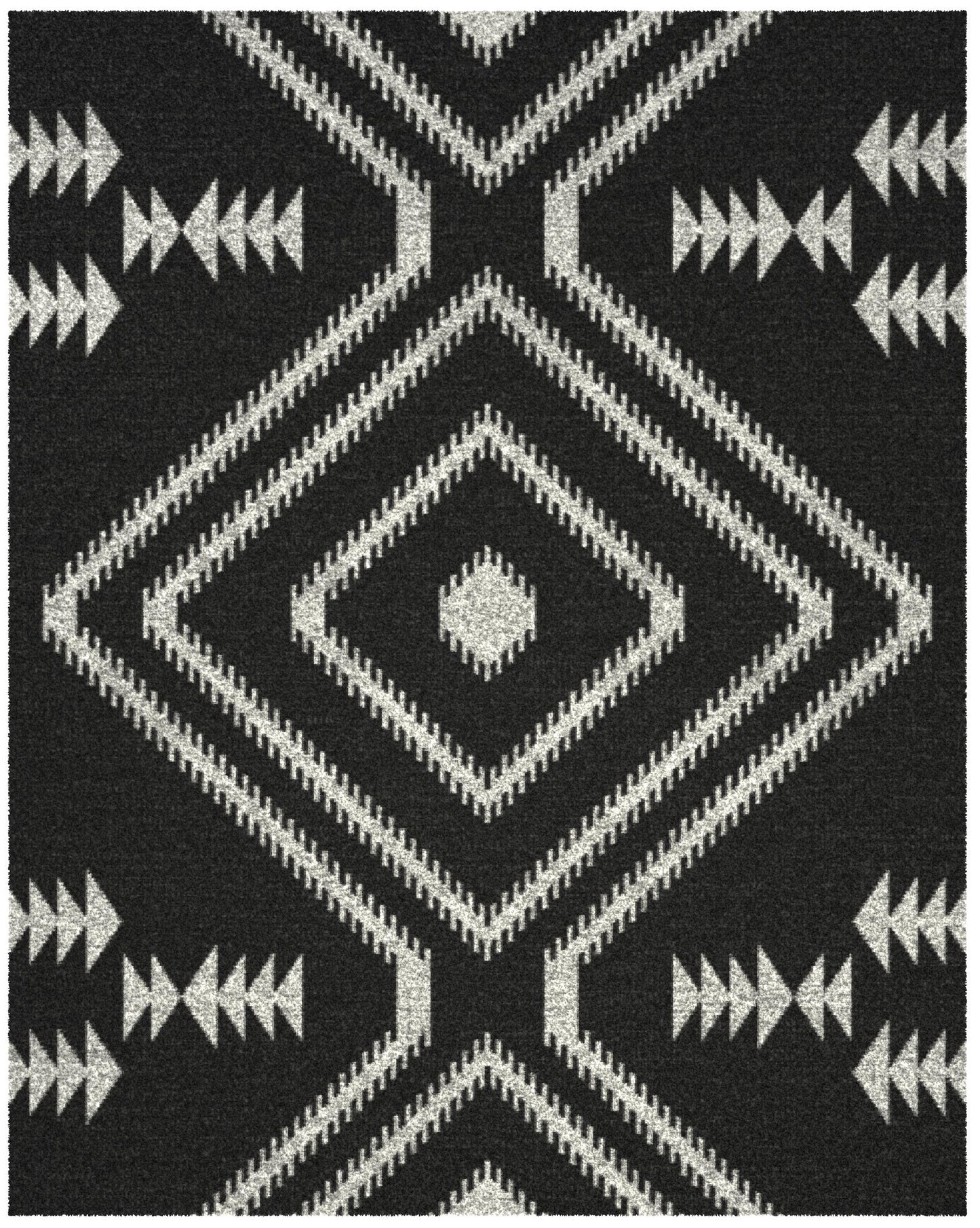 Charcoal and Ivory Olefin Shag Area Rug 5x8