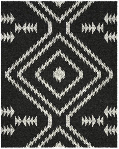 Charcoal and Ivory Olefin Shag Area Rug 5x8