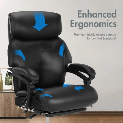 Vanbow.Back Design Big and Tall Black Fabric Executive Office Chair