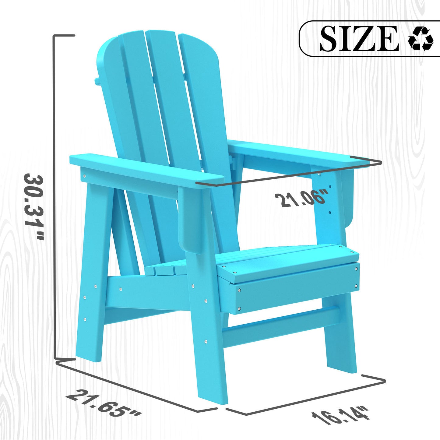 Small Size Adirondack Chair, Fire Pit Chair, Plastic Adirondack Chair Weather Resistant, Blue, 1 piece