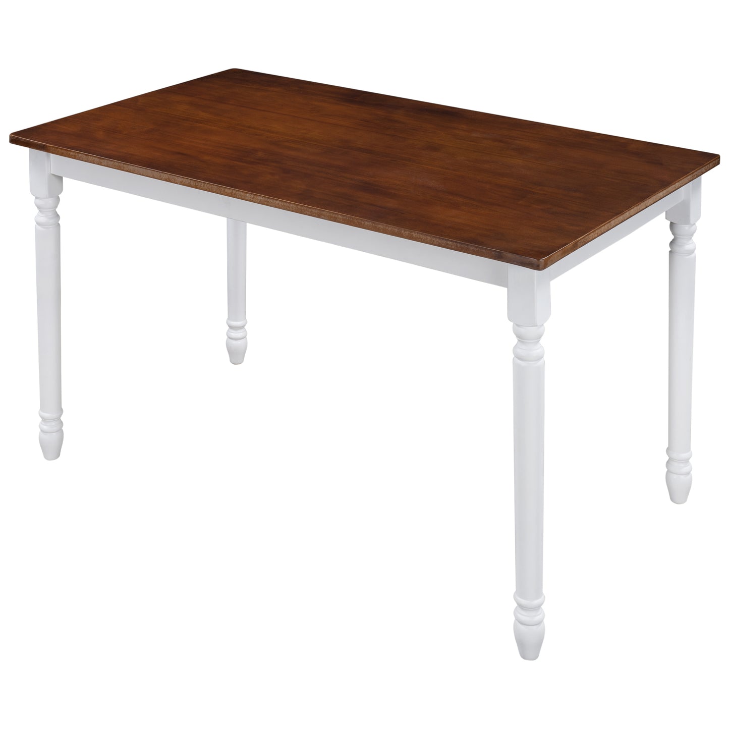 TOPMAX Retro Farmhouse Solid Wood Kitchen Dining Table Breakfast Nook, Cherry+White