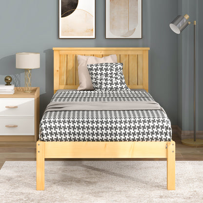 Platform Twin Bed with Headboard,Natural