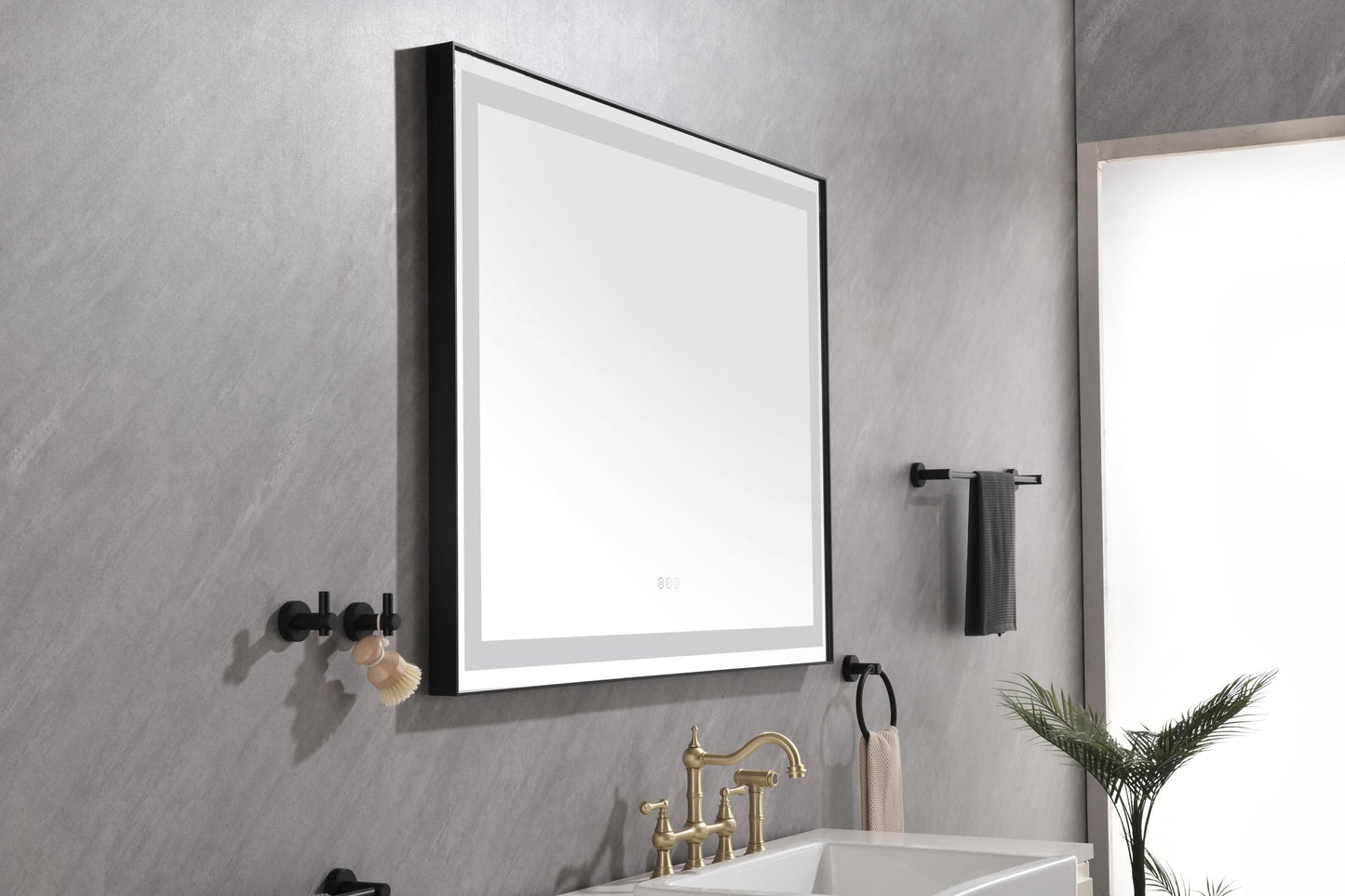 48*36 LED Lighted Bathroom Wall Mounted Mirror with High Lumen+Anti-Fog Separately Control