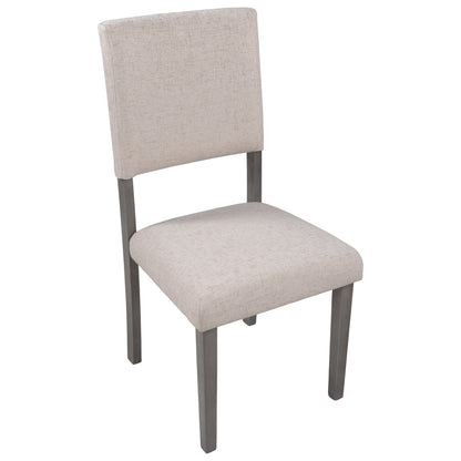 TOPMAX Mid-Century Wood 4 Upholstered Dining Chairs for Small Places, Beige