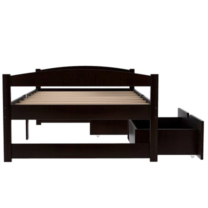 Twin size platform bed, with two drawers, espresso（New）