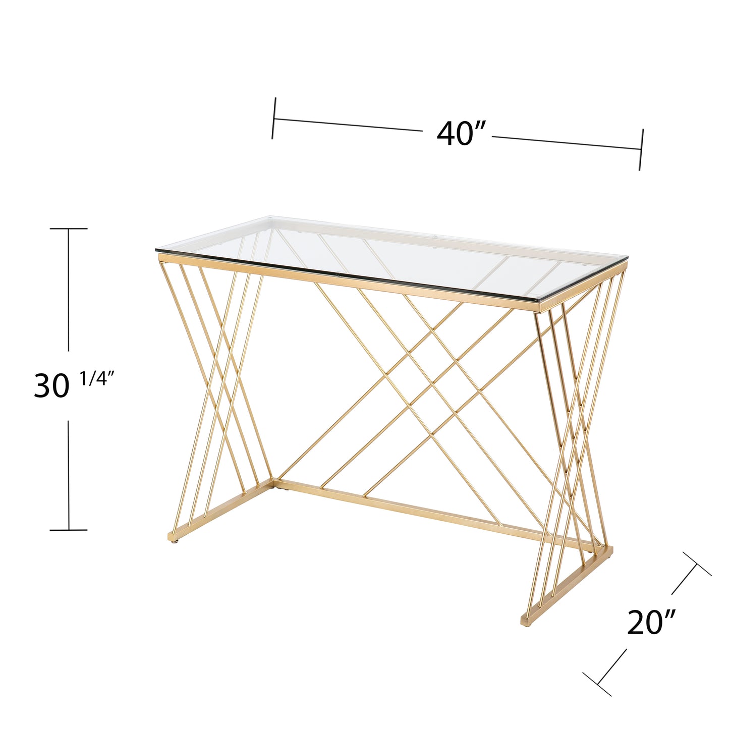 Dezby Modern Glass-Top Desk