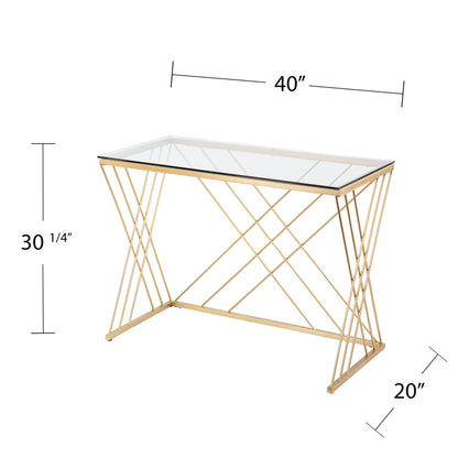 Dezby Modern Glass-Top Desk