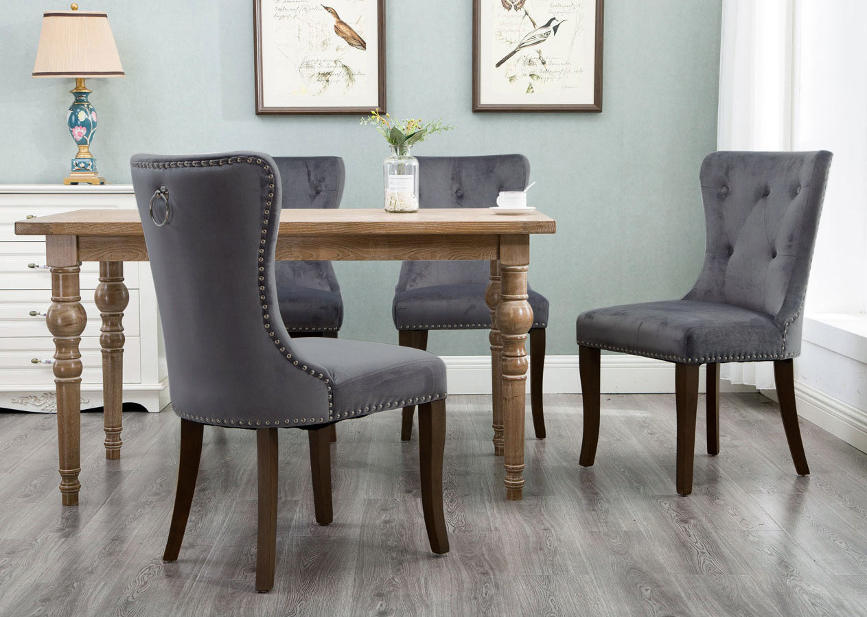 TOPMAX Dining Chair Tufted Armless Chair Upholstered Accent Chair, Set of 4 (Grey)