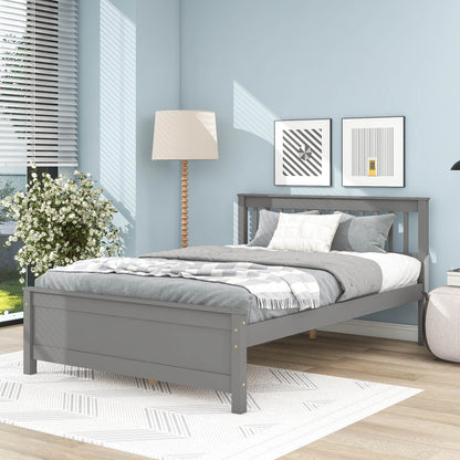 Full Bed with Headboard and Footboard for Kids, Teens, Adults,with a Nightstand,Grey