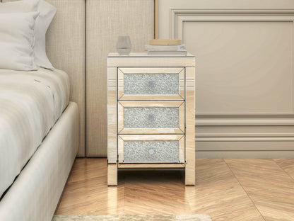 Mirrored Nightstand, Silver Bedside Tables, Mirrored End Table Side Table for Bedroom Living Room