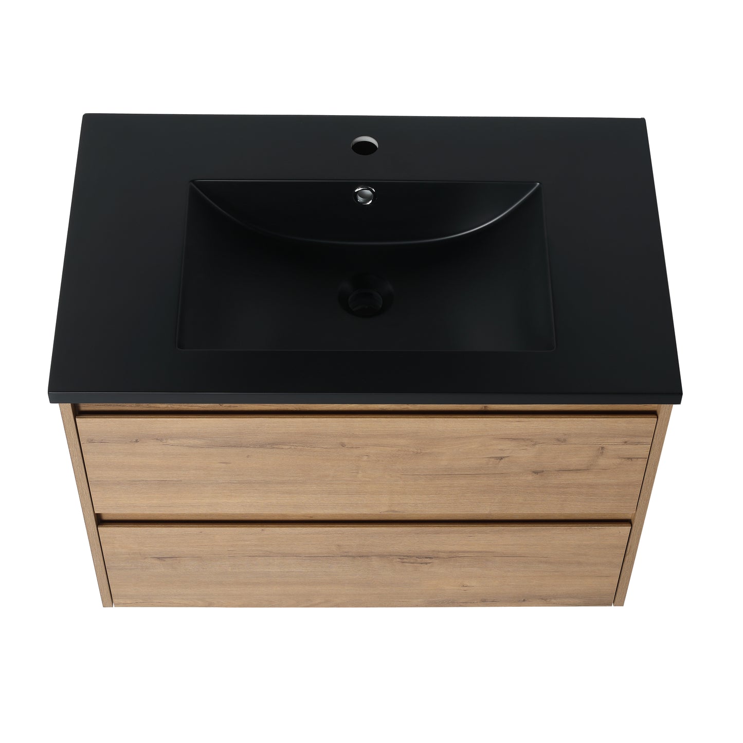 Modern Floating Bathroom Vanity 30 Inch,With Black Resin Basin,30x18