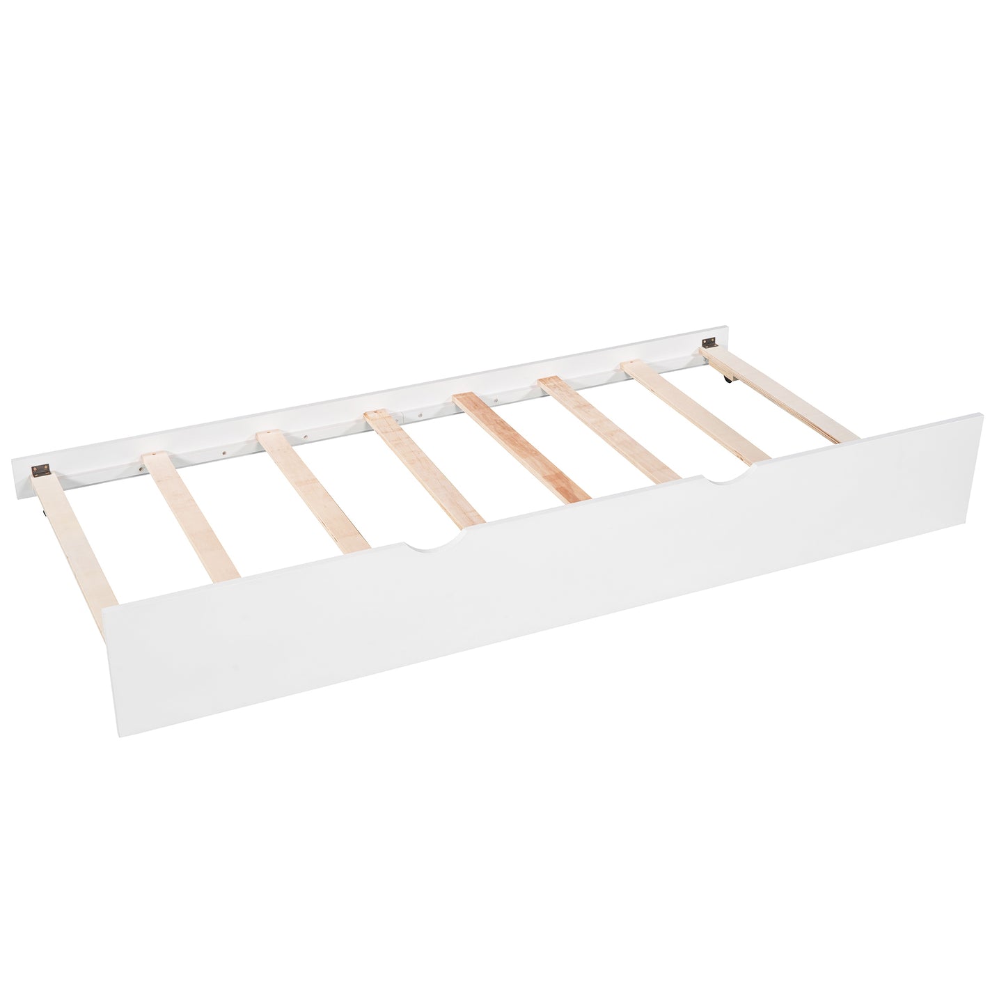 L-shaped Platform Bed with Trundle and Drawers Linked with built-in Desk,Twin,White