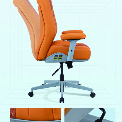 Office Desk Chair, Air Cushion Mid Back Ergonomic Managerial Executive Chairs, Headrest and Lumbar Support Desk Chairs with Wheels and Armrest, Orange/Dark Orange