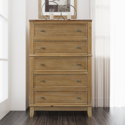 Chic Hazel 5 Drawers Chest Solid Wood