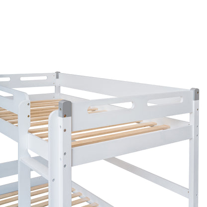 Twin Size Car-Shaped Convertible Bunk Bed, White