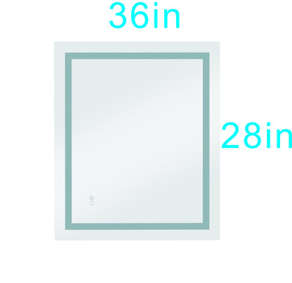 28“*36” LED Lighted Bathroom Wall Mounted Mirror with High Lumen+Anti-Fog Separately Control+Dimmer Function