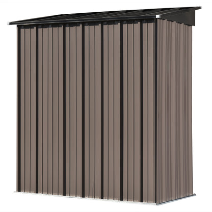 TOPMAX Patio 5ft Wx3ft. L Garden Shed, Metal Lean-to Storage Shed with Adjustable Shelf and Lockable Door, Tool Cabinet for Backyard, Lawn, Garden, Brown