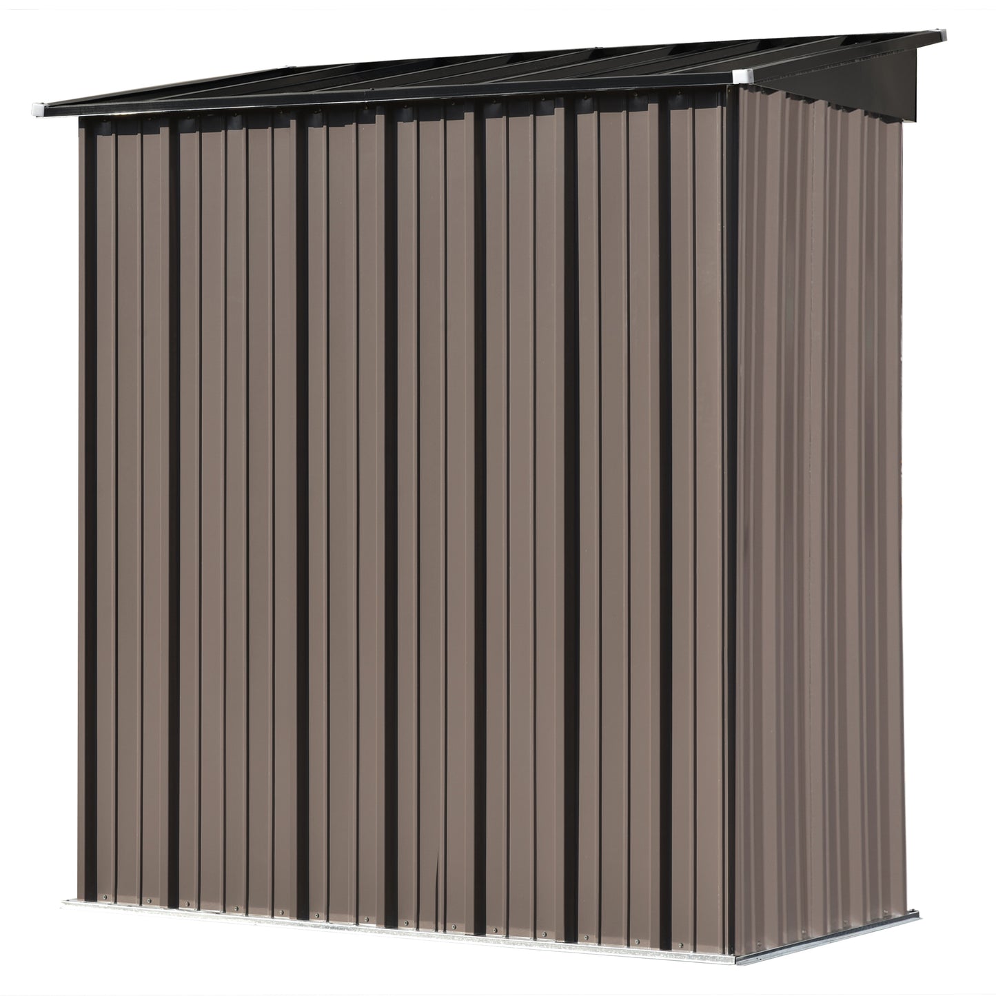 TOPMAX Patio 5ft Wx3ft. L Garden Shed, Metal Lean-to Storage Shed with Lockable Door, Tool Cabinet for Backyard, Lawn, Garden, Brown