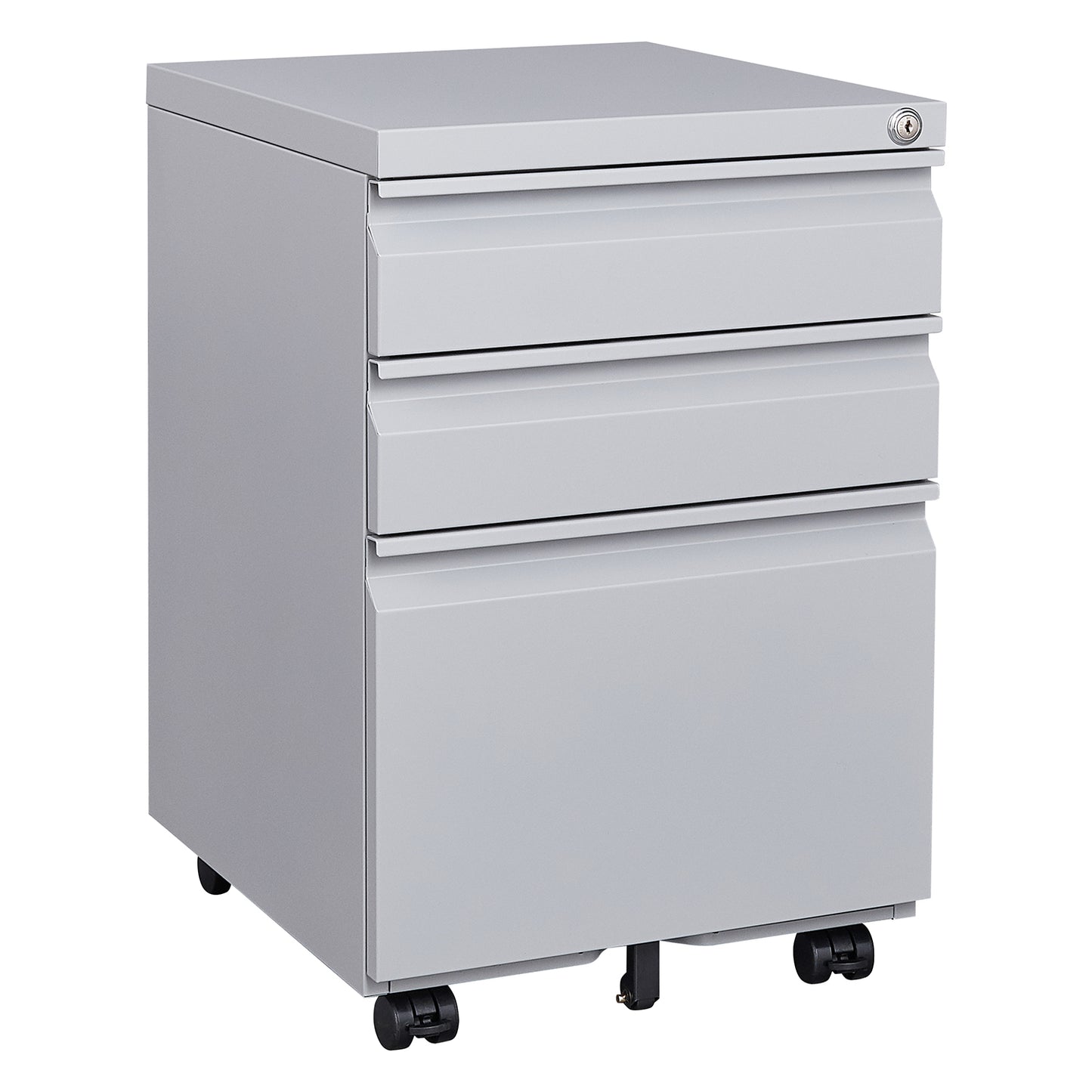 3 Drawer Mobile Locking File Cabinet, Rolling Filing Cabinet for Letter/A4 Size With 5 Wheels ,GREY