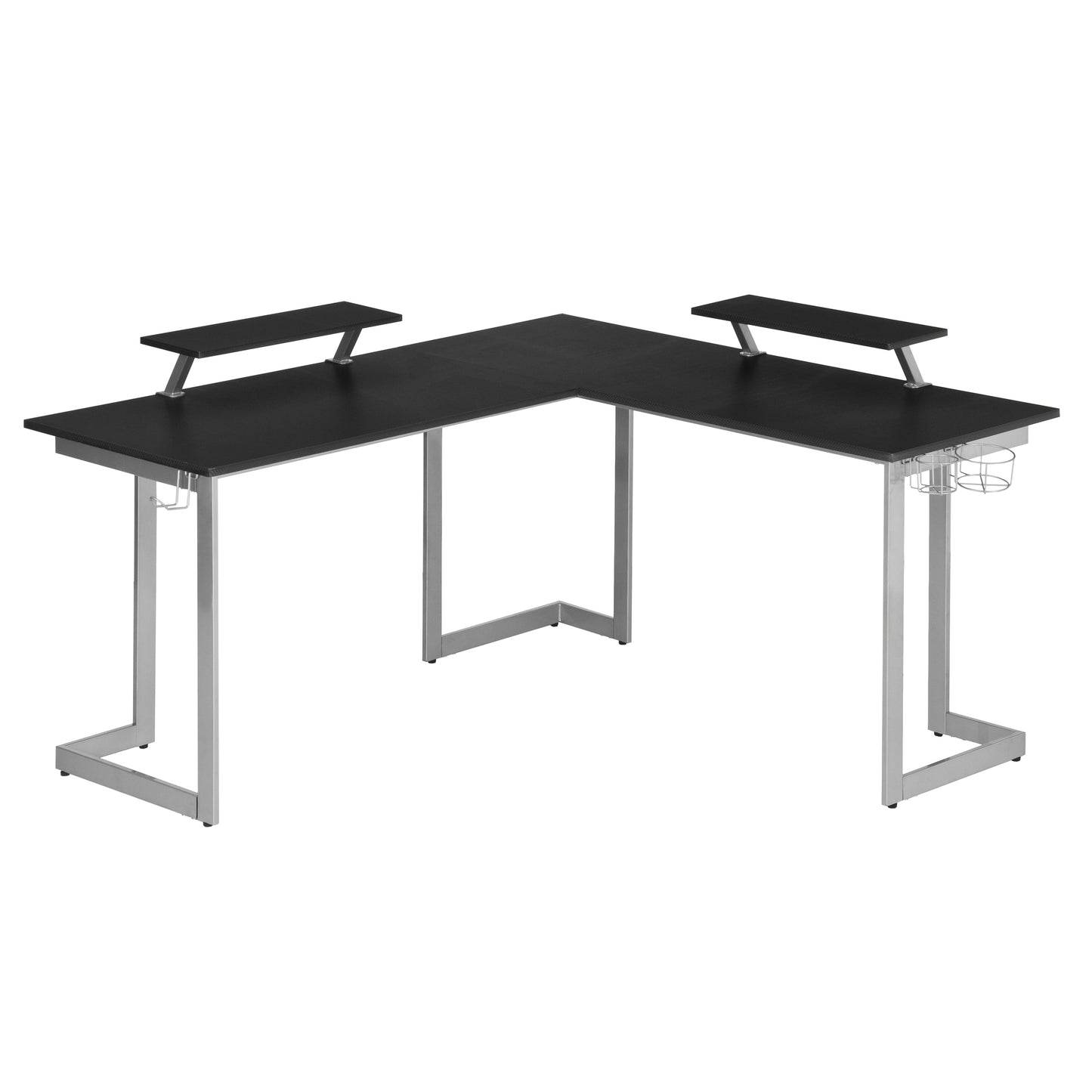 Techni Sport Warrior L-Shaped Gaming Desk, Black