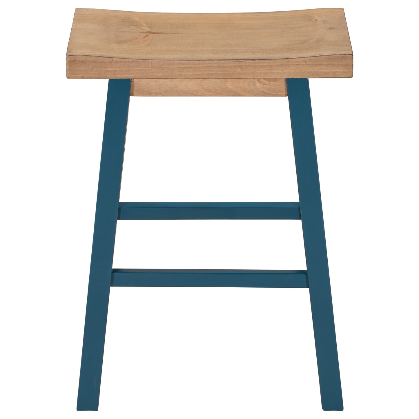 TOPMAX Farmhouse Rustic 2-piece Counter Height Wood Kitchen Dining Stools for Small Places, Light Walnut+Blue