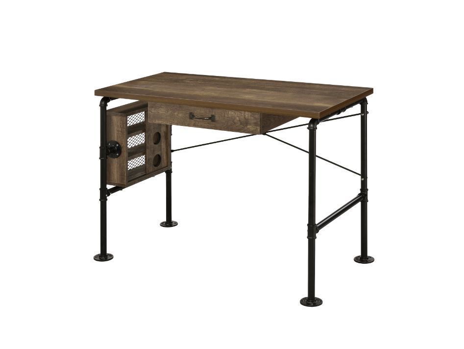 ACME Endang Writing Desk, Weathered Oak & Black Finish 92595