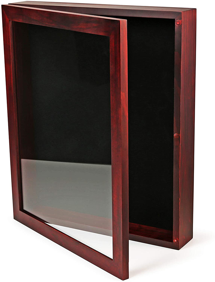 12x15x2 Shadow Box Display Case | Magnetically Opens and Closes like a Door - Real Wood, Strong Glass by The Military Gift Store