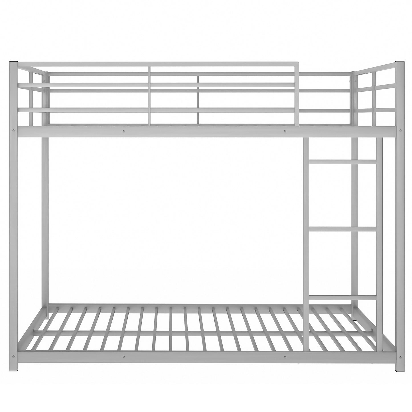 Full over Full Metal Bunk Bed, Low Bunk Bed with Ladder, Silver（Old SKU:MF197034AAN)