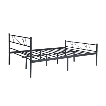 LT full size single metal bed frame in black color for adult and children used in bedroom or dormitory with large storage space under the bed