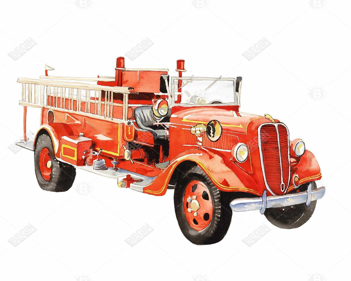 Vintage fire truck - 08x10 Print on canvas