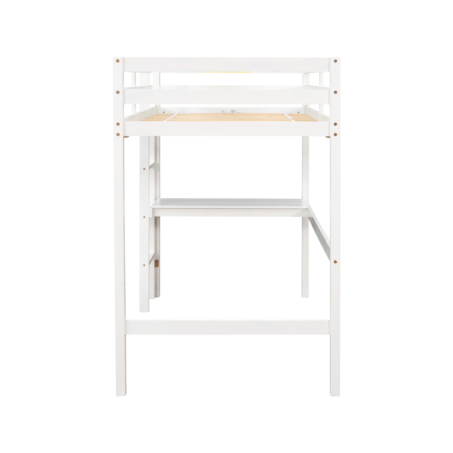 Twin Loft Bed with  built-in desk,White