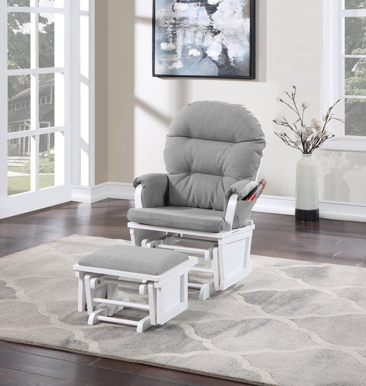 Madison Glider & Ottoman White/Oyster