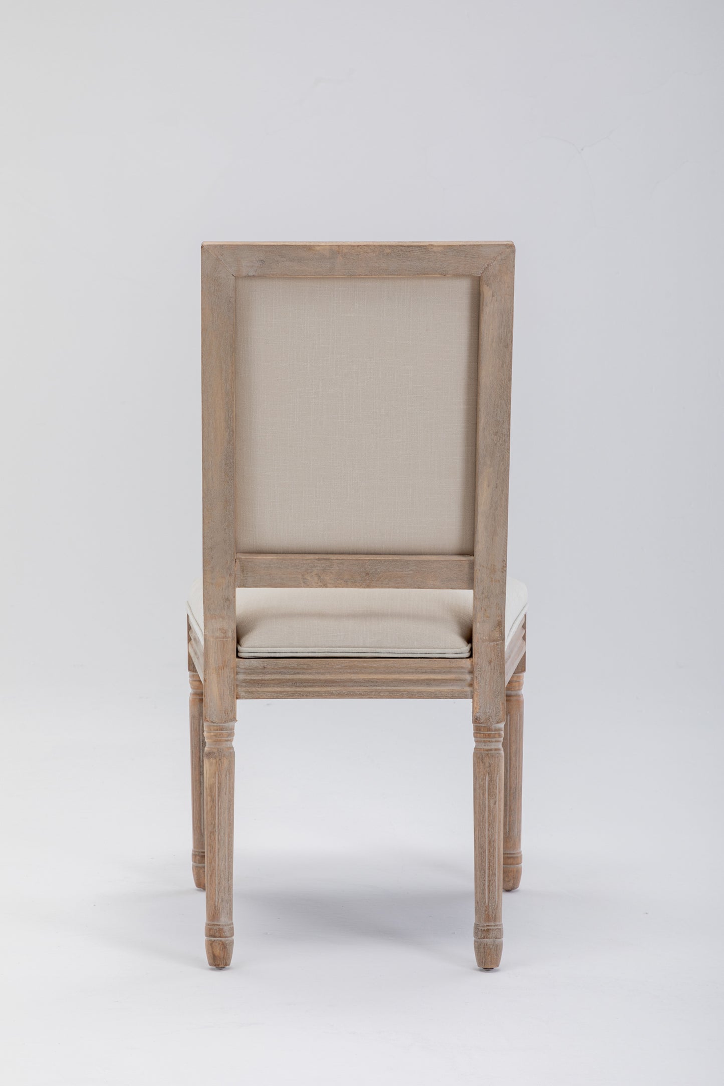 French Style Solid Wood Frame Linen Fabric Antique Painting Dining Chair ,Seat of 2,Cream