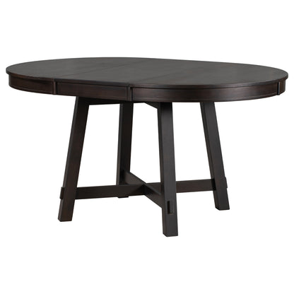 TREXM Farmhouse Round Extendable Dining Table with 16" Leaf Wood Kitchen Table (Espresso)