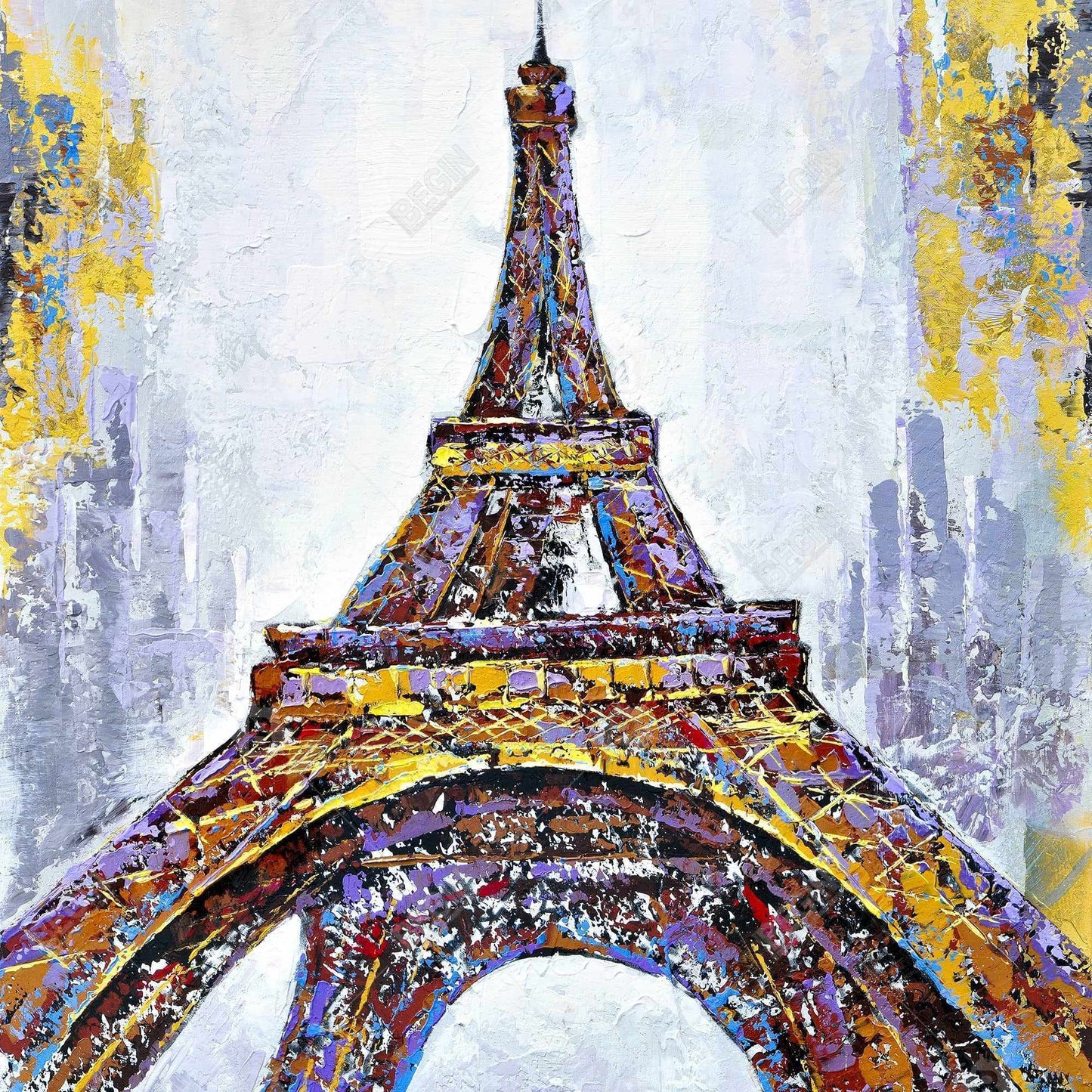 Abstract paint splash eiffel tower - 32x32 Print on canvas