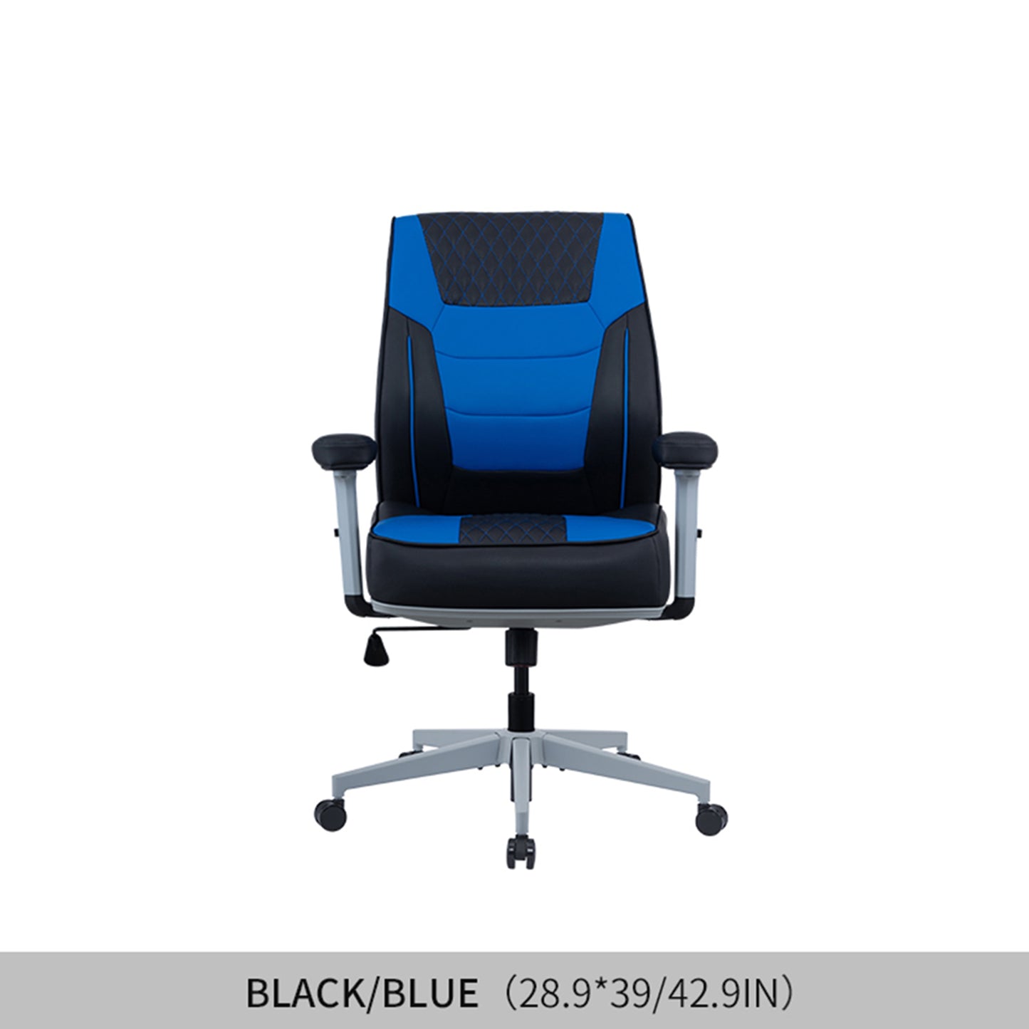 Office Desk Chair, Air Cushion Mid Back Ergonomic Managerial Executive Chairs, Headrest and Lumbar Support Desk Chairs with Wheels and Armrest, Black/Blue