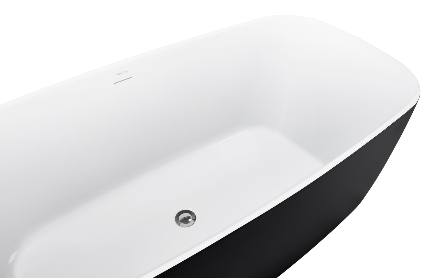 63" 100% Acrylic Freestanding Bathtub，Contemporary Soaking Tub，white inside black outside